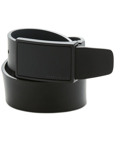 Perry Ellis Portfolio Men's Leather Coating Belt In Black