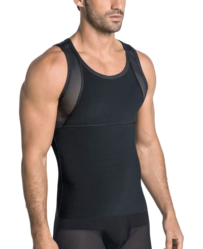 Leo Men's Stretch Moderate Compression Shaper Tank Top In Black