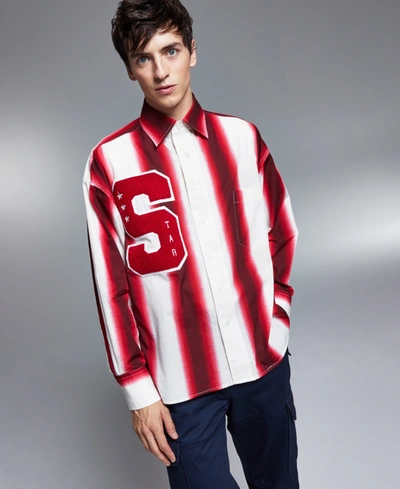 Inc International Concepts Allen Onyia For Inc Men's Varsity Button-up Shirt, Created For Macy's In Winter White