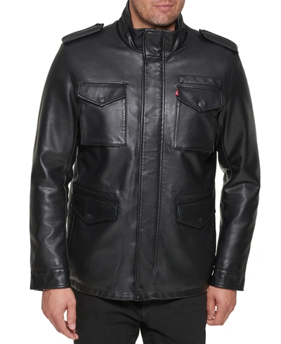 Levi's Men's Faux Leather Four Pocket Field Jacket In Black