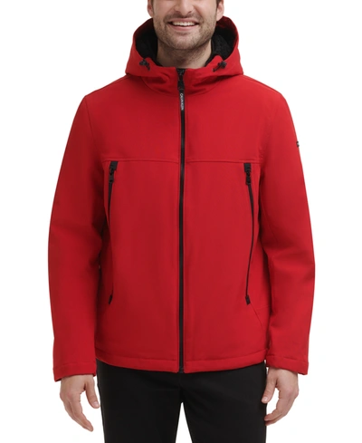 Calvin Klein Men's Sherpa Lined Infinite Stretch Soft Shell Jacket In True Red