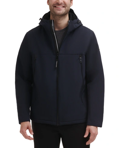 Calvin Klein Men's Sherpa Lined Infinite Stretch Soft Shell Jacket In True Navy