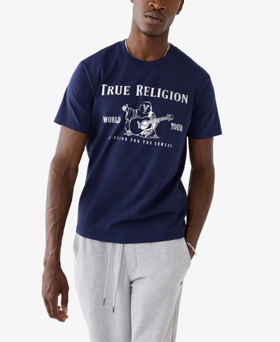 True Religion Men's Metallic Buddha Crewneck T-shirt In Navy