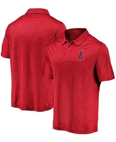 FANATICS MEN'S RED LOS ANGELES ANGELS ICONIC STRIATED PRIMARY LOGO POLO SHIRT