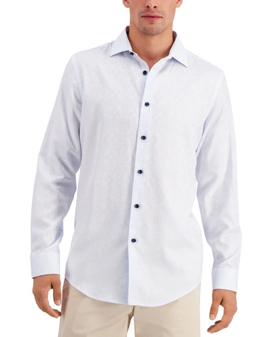 Alfani Men's Regular-fit Medallion-print Shirt, Created For Macy's In White Cbo