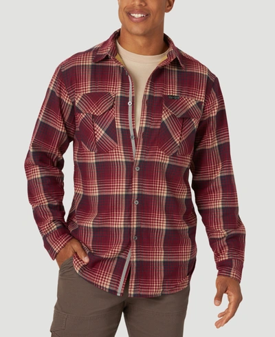 Wrangler Men's Atg Thermal-lined Flannel Shirt In Coffee | ModeSens