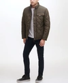 Cole Haan Men's Mixed Media Diamond Quilt With Faux Sherpa Lining Coat In Olive