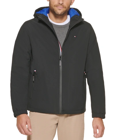 Tommy Hilfiger Men's Lightweight Stretch Rain Jacket In Black