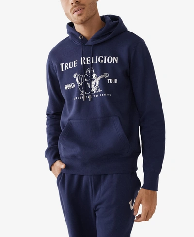 True Religion Men's Metallic Buddha Pullover Drawstring Hoodie In Navy