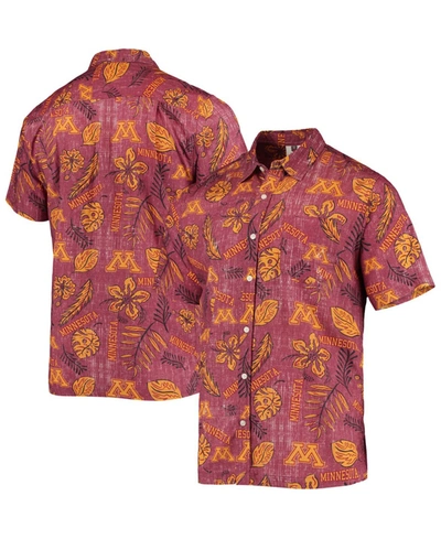 Wes & Willy Men's Maroon Minnesota Golden Gophers Vintage-like Floral Button-up Shirt