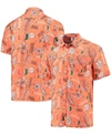 WES & WILLY MEN'S ORANGE MIAMI HURRICANES VINTAGE-LIKE FLORAL BUTTON-UP SHIRT