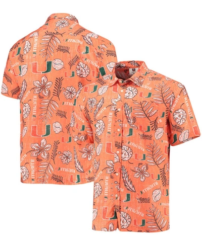 Wes & Willy Men's Orange Miami Hurricanes Vintage-like Floral Button-up Shirt