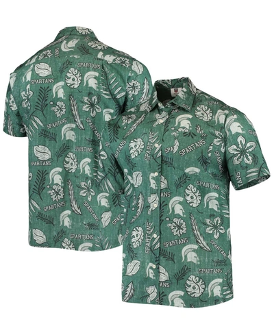 Wes & Willy Men's Green Michigan State Spartans Vintage-like Floral Button-up Shirt
