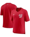 NIKE MEN'S RED WASHINGTON NATIONALS AUTHENTIC COLLECTION PREGAME PERFORMANCE V-NECK T-SHIRT
