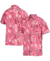 WES & WILLY MEN'S CRIMSON OKLAHOMA SOONERS VINTAGE-LIKE FLORAL BUTTON-UP SHIRT