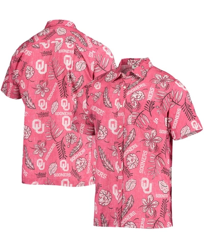 Wes & Willy Men's Crimson Oklahoma Sooners Vintage-like Floral Button-up Shirt