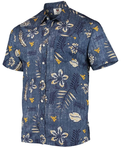 Wes & Willy Men's Navy West Virginia Mountaineers Vintage-like Floral Button-up Shirt