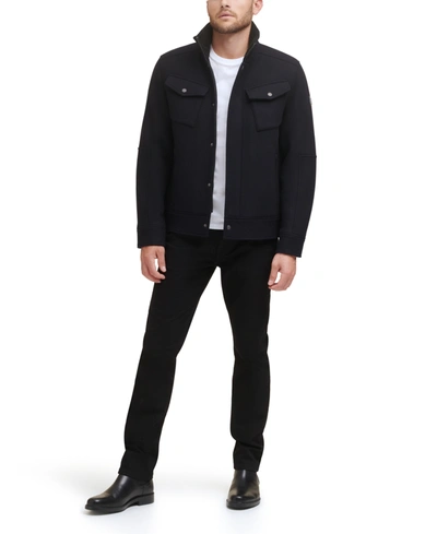 Kenneth Cole Men's Textured Wool Sherpa Inner Collar Jacket In Black