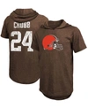 Fanatics Men's Nick Chubb Brown Cleveland Browns Player Name Number Tri-blend Hoodie T-shirt In Brown