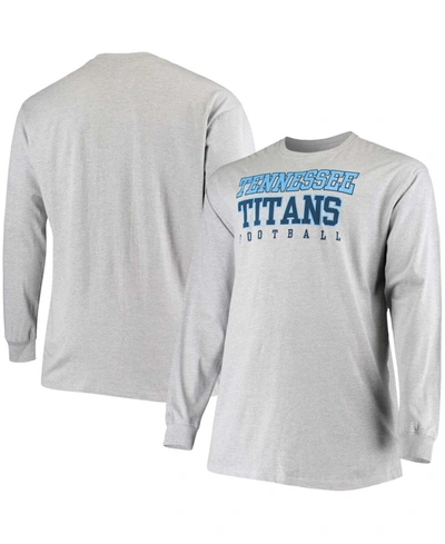 Fanatics Men's Big And Tall Heathered Gray Tennessee Titans Practice Long Sleeve T-shirt In Heather Gray