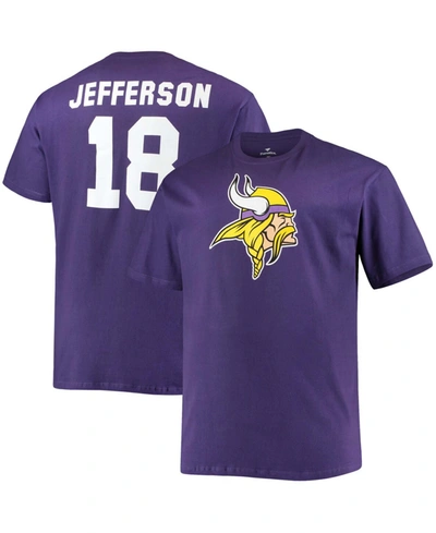 Fanatics Men's Big And Tall Justin Jefferson Purple Minnesota Vikings Player Name Number T-shirt