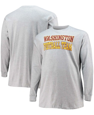 Fanatics Men's Big And Tall Heathered Gray Washington Football Team Practice Long Sleeve T-shirt In Heather Gray