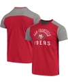 Majestic Men's Scarlet, Heathered Gray San Francisco 49ers Gridiron Classics Field Goal Slub T-shirt In Scarlet/gray
