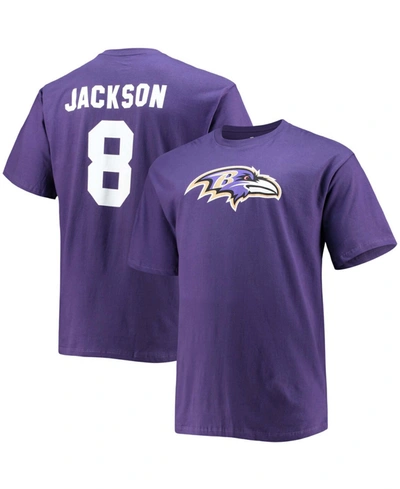 Fanatics Men's Big And Tall Lamar Jackson Purple Baltimore Ravens Player Name Number T-shirt