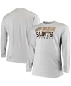 Fanatics Men's Big And Tall Heathered Gray New Orleans Saints Practice Long Sleeve T-shirt In Heather Gray