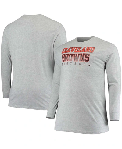 Fanatics Men's Big And Tall Heathered Gray Cleveland Browns Practice Long Sleeve T-shirt In Heather Gray