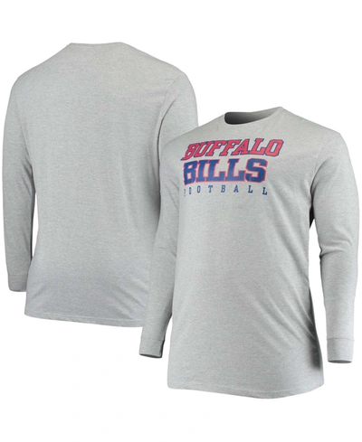 Fanatics Men's Big And Tall Heathered Gray Buffalo Bills Practice Long Sleeve T-shirt In Heather Gray