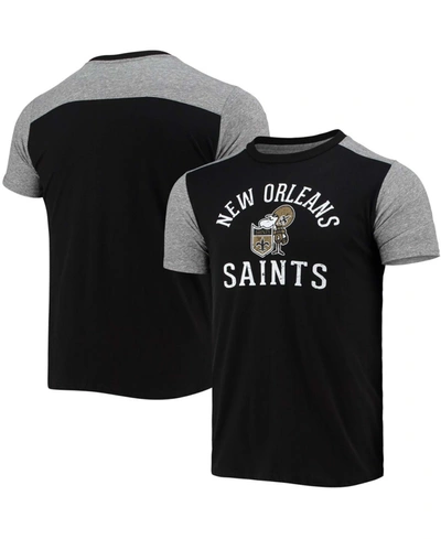 Majestic Men's Black, Heathered Gray New Orleans Saints Gridiron Classics Field Goal Slub T-shirt In Black,heathered Gray