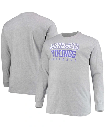 Fanatics Men's Big And Tall Heathered Gray Minnesota Vikings Practice Long Sleeve T-shirt In Heather Gray