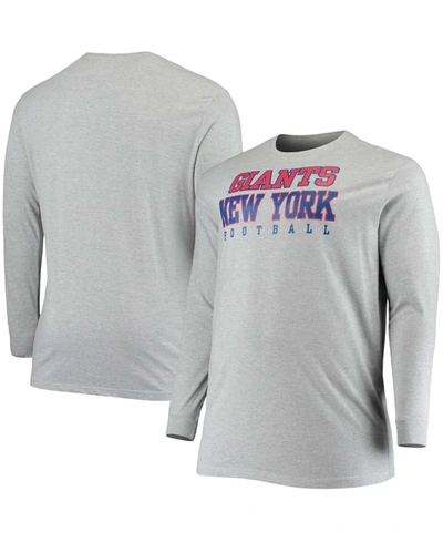 Fanatics Men's Big And Tall Heathered Gray New York Giants Practice Long Sleeve T-shirt In Heather Gray
