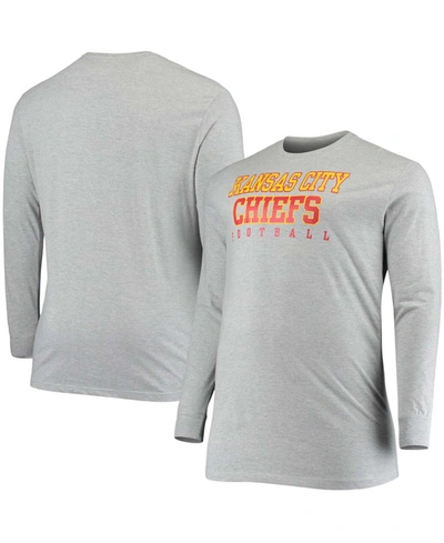 Fanatics Men's Big And Tall Heathered Gray Kansas City Chiefs Practice Long Sleeve T-shirt In Heather Gray