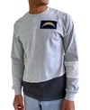 REFRIED APPAREL MEN'S GRAY LOS ANGELES CHARGERS ANGLE LONG SLEEVE T-SHIRT