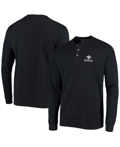Dunbrooke Men's Black New Orleans Saints Maverick Thermal Henley Long Sleeve T-shirt