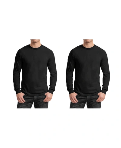 Galaxy By Harvic Men's 2-pack Egyptian Cotton-blend Long Sleeve Crew Neck Tee In Black X