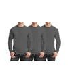 GALAXY BY HARVIC MEN'S 3-PACK EGYPTIAN COTTON-BLEND LONG SLEEVE CREW NECK TEE