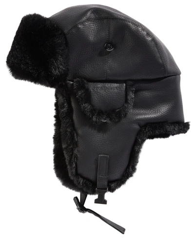 Stetson Men's Faux-leather Trapper Hat In Black