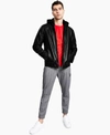 INC INTERNATIONAL CONCEPTS MEN'S REGULAR-FIT FAUX-LEATHER BOMBER JACKET WITH REMOVABLE HOOD, CREATED FOR MACY'S