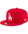 New Era Red Los Angeles Dodgers White Logo 59fifty Fitted Hat In Red