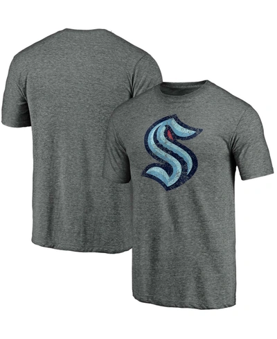 Fanatics Men's Big And Tall Heather Grey Seattle Kraken Distressed Team Tri-blend T-shirt