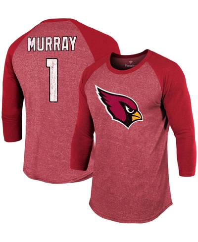 Fanatics Men's Kyler Murray Cardinal Arizona Cardinals Team Player Name Number Tri-blend Raglan 3/4 Sleeve T- In Burgundy