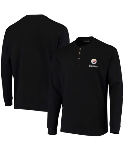 Dunbrooke Men's Black Pittsburgh Steelers Maverick Thermal Henley Long Sleeve T-shirt