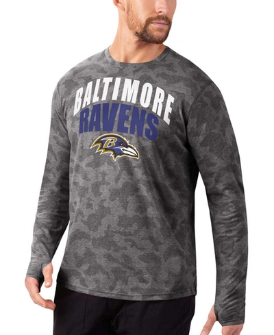 MSX BY MICHAEL STRAHAN MEN'S BLACK BALTIMORE RAVENS CAMO LONG SLEEVE T-SHIRT