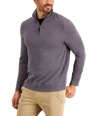 Club Room Men's Birdseye Quarter-zip Pullover, Created For Macy's In Navy Blue