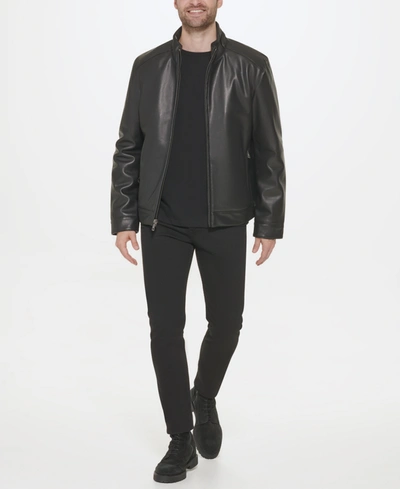 Cole Haan Men's Faux-leather Motto Jacket In Black