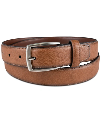Club Room Men's Faux Leather Pebble Grain Stretch Belt, Created For Macy's In Tan,black