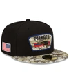 NEW ERA MEN'S BLACK-CAMOUFLAGE NEW ENGLAND PATRIOTS 2021 SALUTE TO SERVICE 59FIFTY FITTED HAT